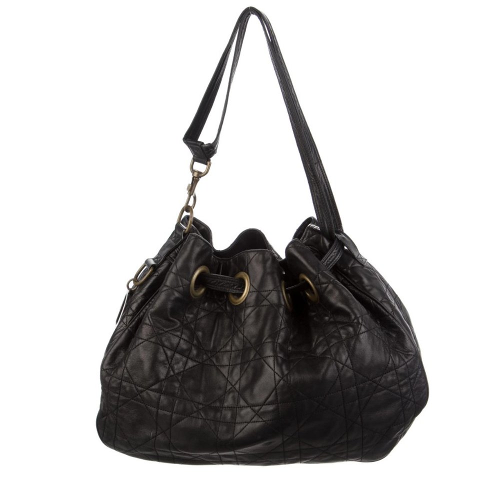 CHRISTIAN DIOR Vintage Large Cannage Drawstring Bag